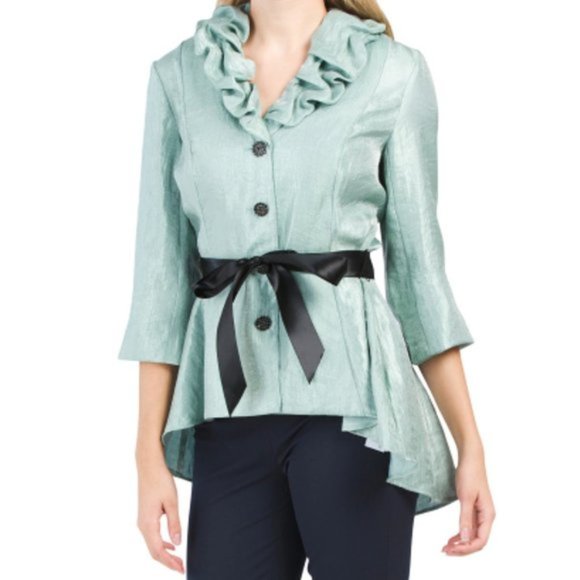 Adrianna Papell Tops - NWT Adrianna Papell Ruffle Collar Shimmer Top